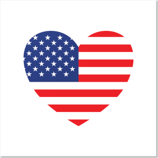 American Flag Heart Posters and Art